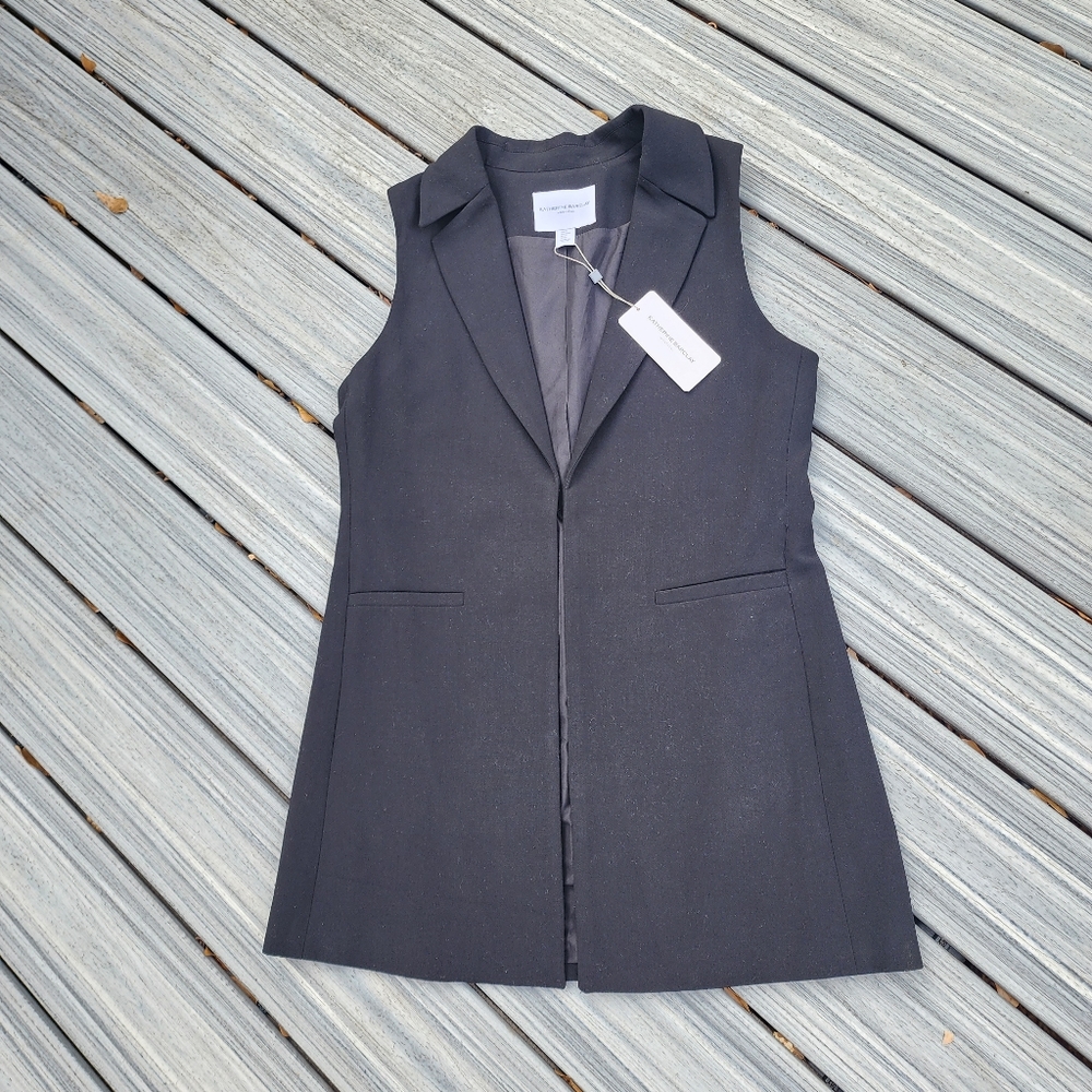 NWT M VEST Black Openfront long vest - Picture 15 of 16
